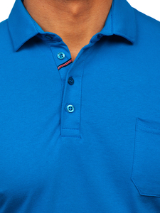Men’s Long Sleeve Cotton Polo Shirt Blue Bolf 5120