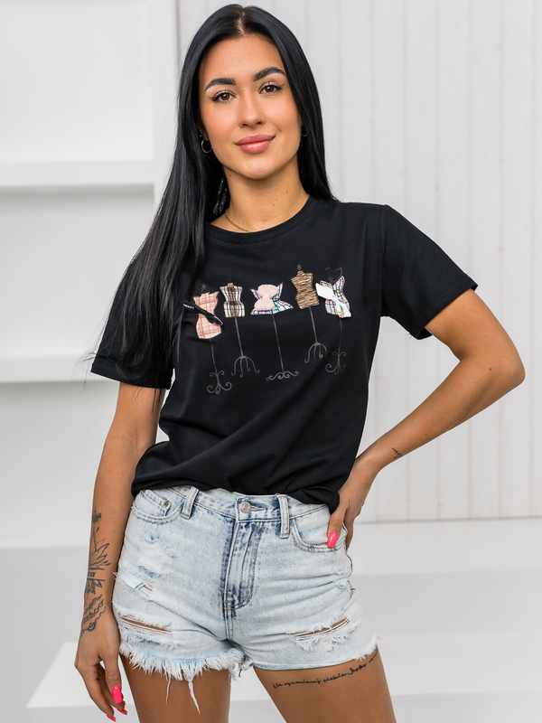 Women's Printed T-shirt Black Bolf 97T2111