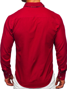 Men's Elegant Long Sleeve Shirt Claret Bolf 4704