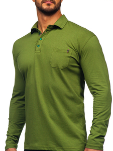 Men’s Long Sleeve Cotton Polo Shirt Green Bolf 5120