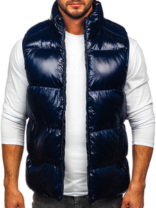 Men's Thick Quilted Gilet Navy Blue Bolf 9968