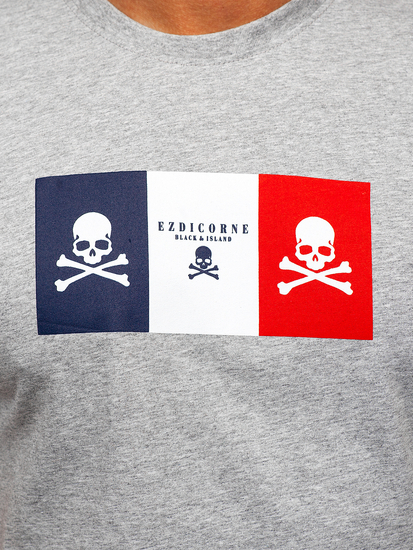 Men's Cotton Printed T-shirt Grey Bolf 14784