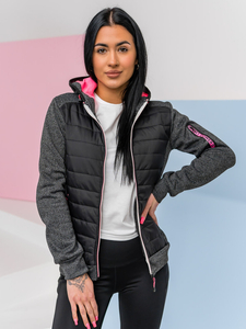 Women's Lightweight Quilted Jacket with hood Black Bolf KSW4001