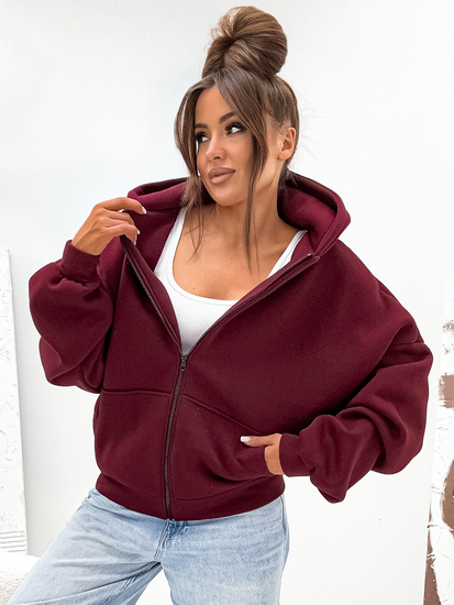 Women's Warm Butterfly Hoodie Claret Bolf 821112