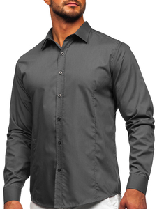Men’s Elegant Long Sleeve Shirt Light Graphite Bolf 1703