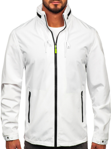 Men's Lightweight Jacket with hidden Hood White Bolf 5M3105