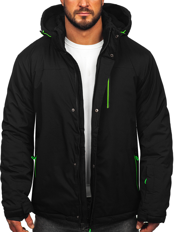 Men's Winter Ski Jacket Black-Green Bolf 7097