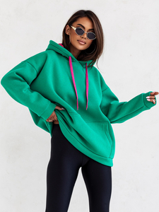 Women's Warm Kangaroo Hoodie Green Bolf 82131