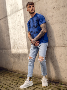 Men's Printed T-shirt Blue Bolf KS2525TA