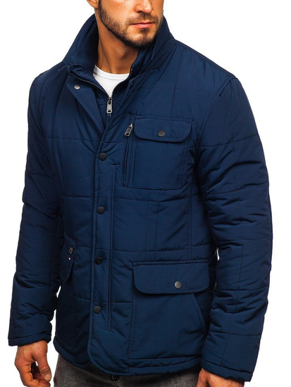 Men's Elegant Winter Jacket Navy Blue Bolf 1976