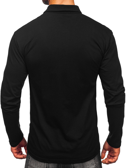 Men’s Long Sleeve Cotton Polo Shirt Black Bolf 5119