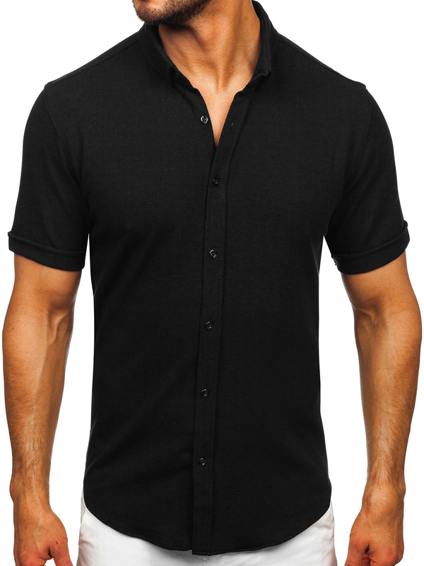 Men’s Short Sleeve Muslin Shirt Black Bolf 2013