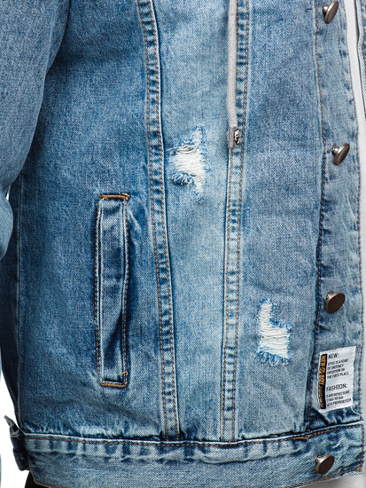 Men's Denim Hooded Jacket Sky Blue Bolf MJ505BC