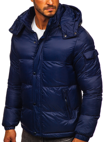 Men's Quilted Winter Jacket Navy Blue Bolf 1161