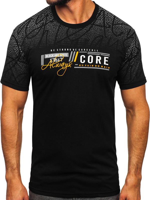 Men's Cotton Printed T-shirt Black Bolf 14710