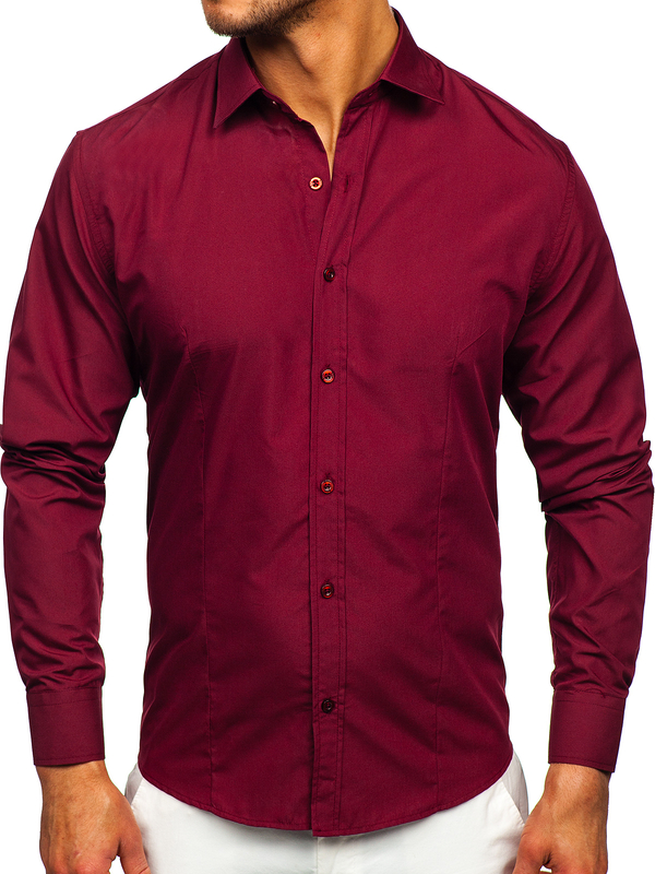 Men’s Elegant Long Sleeve Shirt Claret Bolf 1703