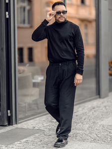 Men’s Basic Turtleneck Sweater Black Bolf 535A