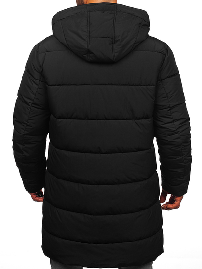 Men’s Longline Quilted Winter Jacket with hood Black Bolf 22M329