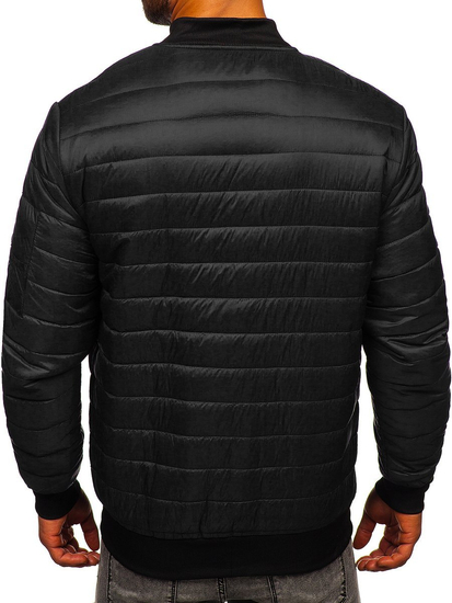 Men's Lightweight Quilted Bomber Jacket Black Bolf MY-02A