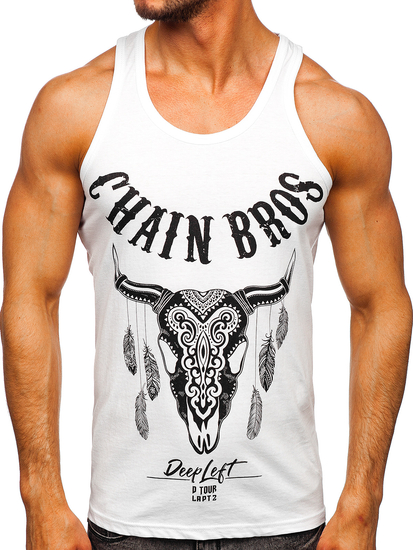 Men's Printed Boxer Tank Top White Bolf 14848