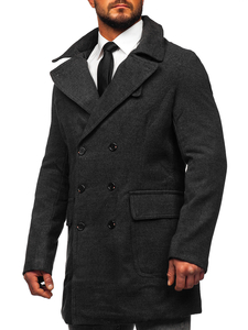 Men’s Double-breasted Winter Coat with high collar Graphite Bolf 1048