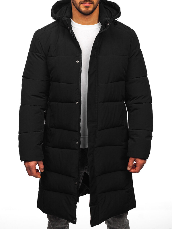 Men’s Longline Quilted Winter Jacket Black Bolf 31M5009
