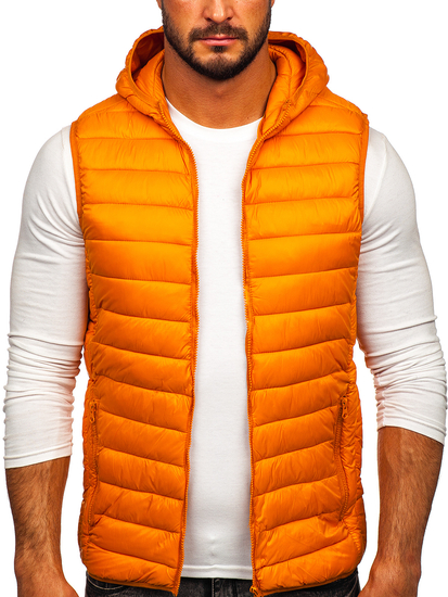 Men's Quilted Hooded Gilet Orange Bolf LY36