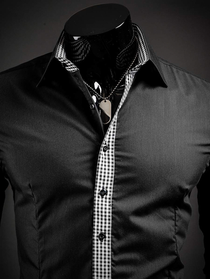 Men’s Elegant Long Sleeve Shirt Black Bolf 0939A