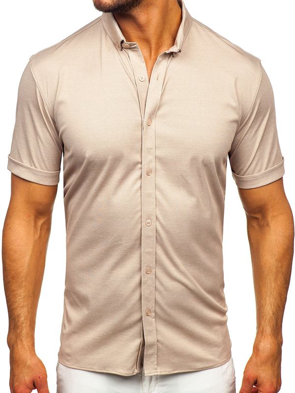 Men's Short Sleeve Shirt Beige Bolf 2005