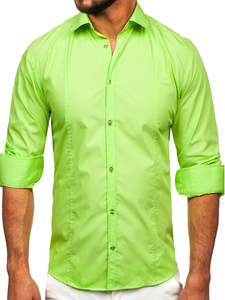 Men’s Elegant Long Sleeve Shirt Celadon Bolf 6944