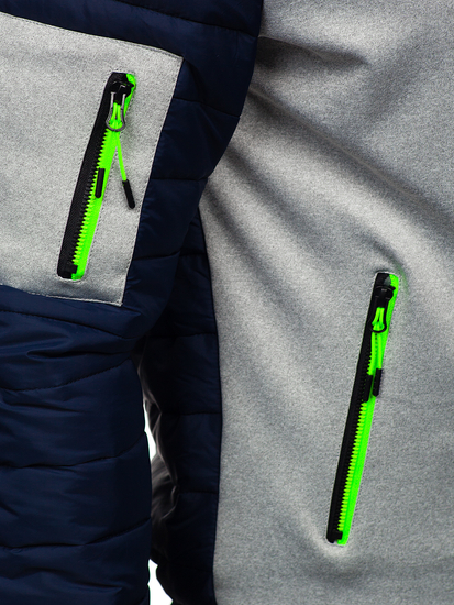 Men's Quilted Lightweight Jacket Navy Blue Bolf 8M902