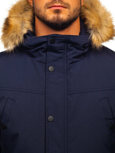 Men's Winter Parka Jacket Navy Blue Bolf 1972