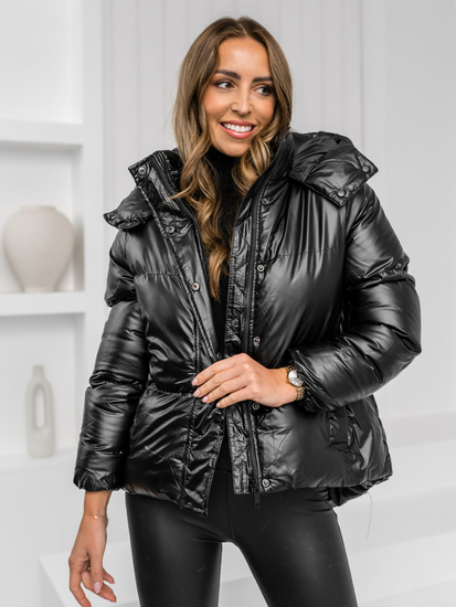 Women's Quilted Winter Jacket with hood Black Bolf 5M3185