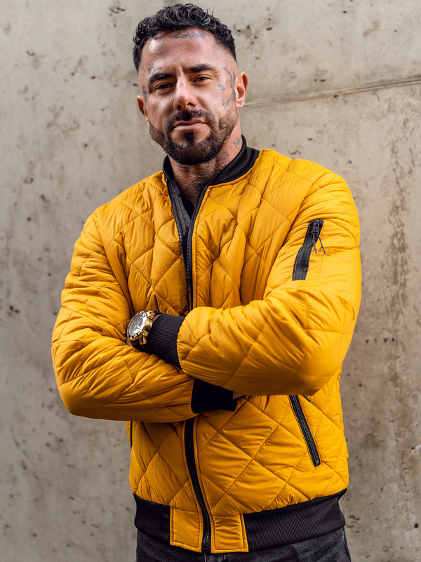 Men's Quilted Lightweight Bomber Jacket Camel Bolf MY-01