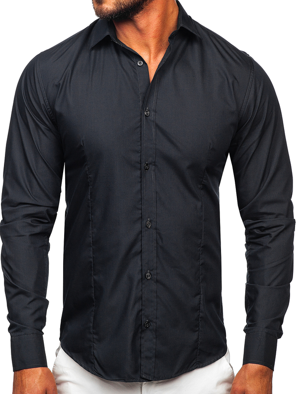 Men’s Elegant Long Sleeve Shirt Graphite Bolf 1703
