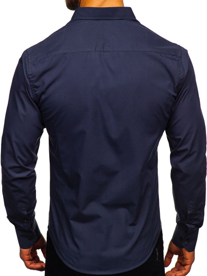 Men’s Elegant Long Sleeve Shirt Navy blue Bolf 1703