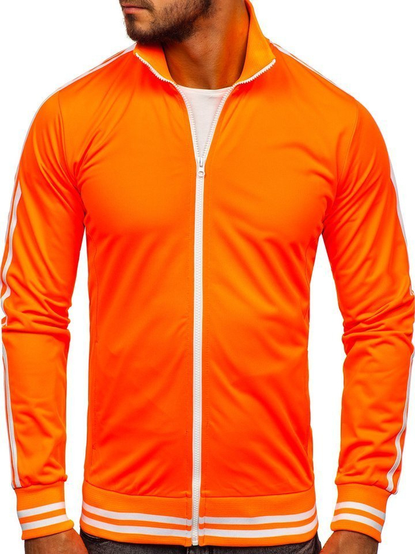 Men's Zip Sweatshirt Stand Up Retro Style Orange Bolf 11113