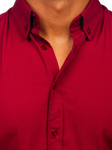 Men's Elegant Long Sleeve Shirt Claret Bolf 5821-1