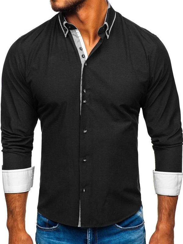 Men's Elegant Long Sleeve Shirt Black Bolf 6929-A