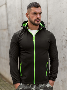 Men's Lightweight Softshell Jacket Black-Green Bolf HH017