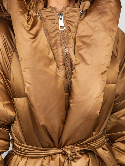 Women's Long Winter Hooded Jacket Camel Bolf MY0363A