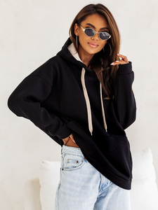 Women's Warm Kangaroo Hoodie Black Bolf 82131