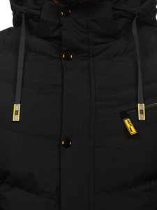 Men's Longline Quilted Winter Jacket Black Bolf 22M59