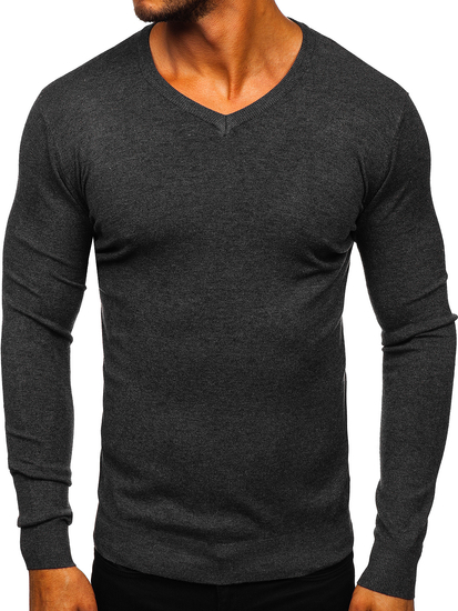 Men’s V-neck Sweater Graphite Bolf YY03