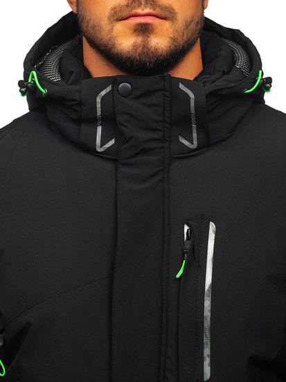 Men's Winter Ski Jacket Black-Green Bolf 1910