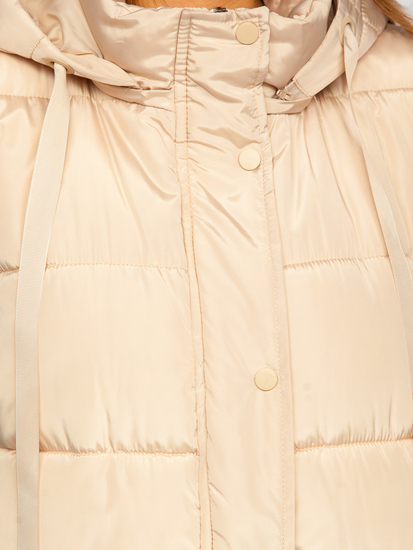 Women's Longline Quilted Oversize Gilet Beige Bolf 81276