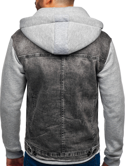 Men's Denim Hooded Jacket Grey Bolf 10350