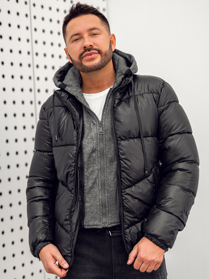 Men's Quilted Winter Jacket Black Bolf B2906A