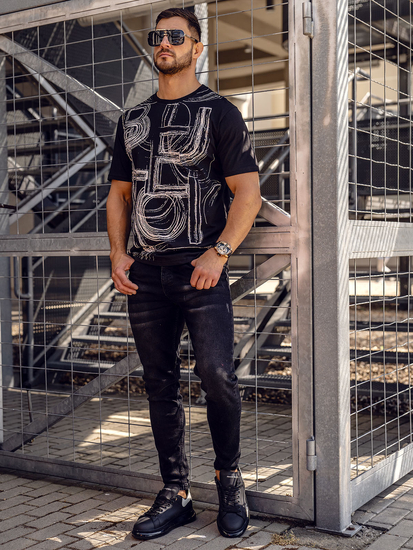 Men's Printed T-shirt Black Bolf KS2525TA