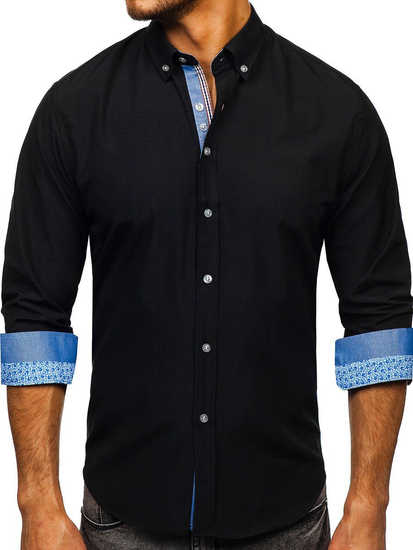 Men's Elegant Long Sleeve Shirt Black Bolf 8838-1